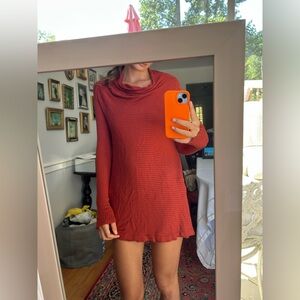 We The Free Brick Red Long Sleeve Henley Tunic
